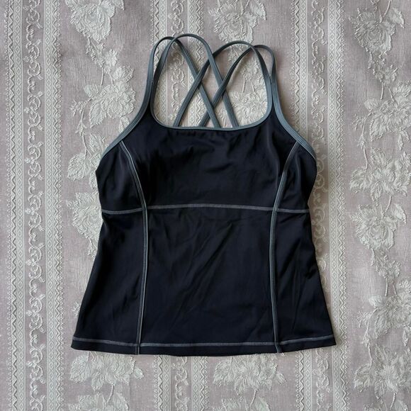 Lands End Women's Black and Grey Sports Top - Picture 1 of 5